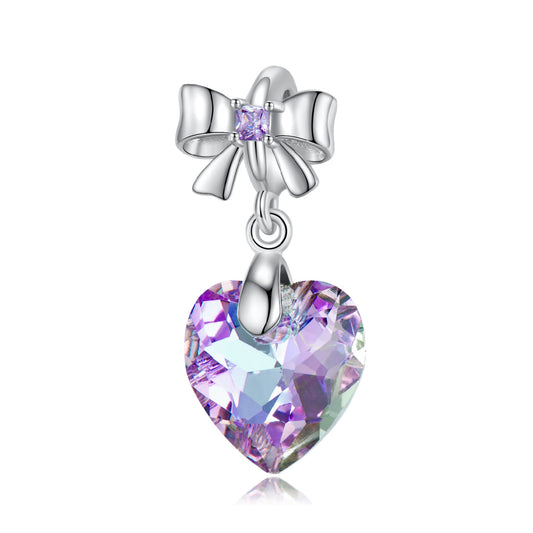 Amethyst Heart Bow Charm